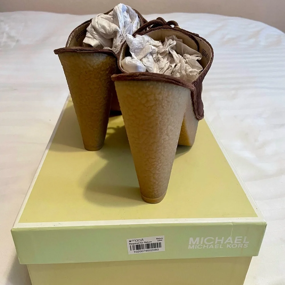 Michael Kors McGraw Mule Suede Brown Women's Heels - Picture 6 of 7